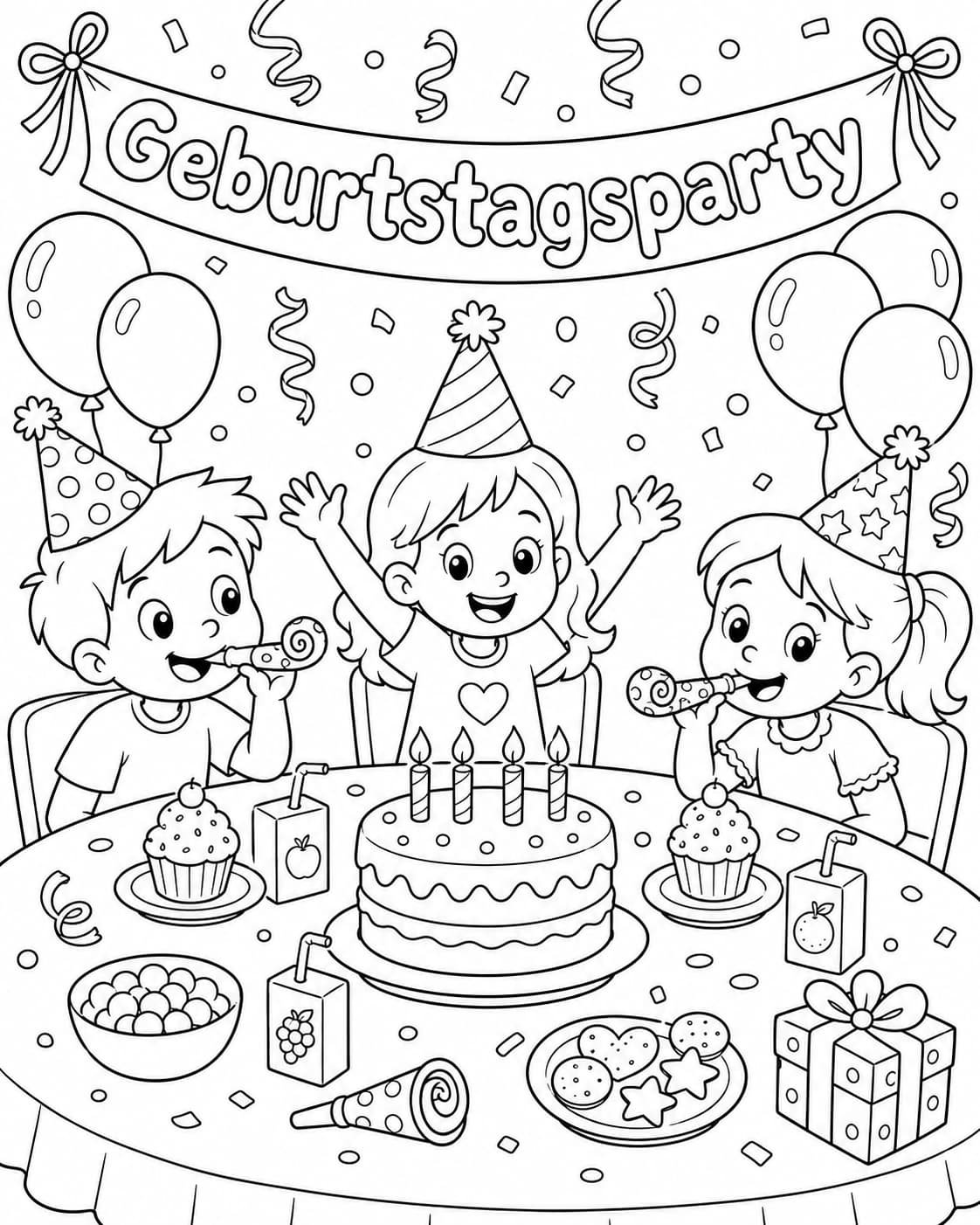 Geburtstag Motiv 2 als kostenloses Ausmalbild für Kinder